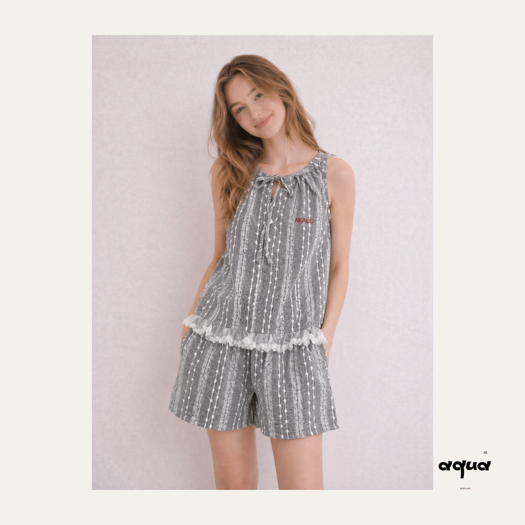 Gingham & Lace Matching Set