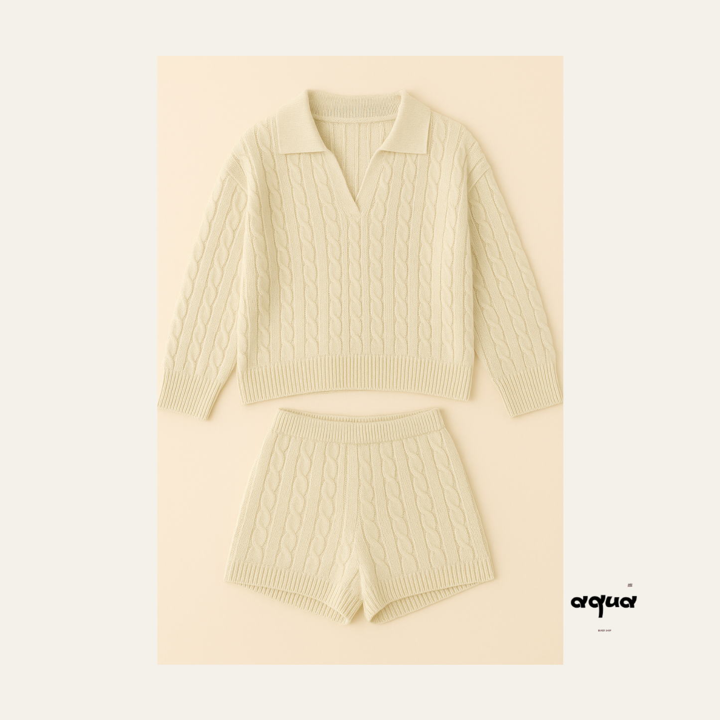 Pajamas Set - Cable-knit Sweater