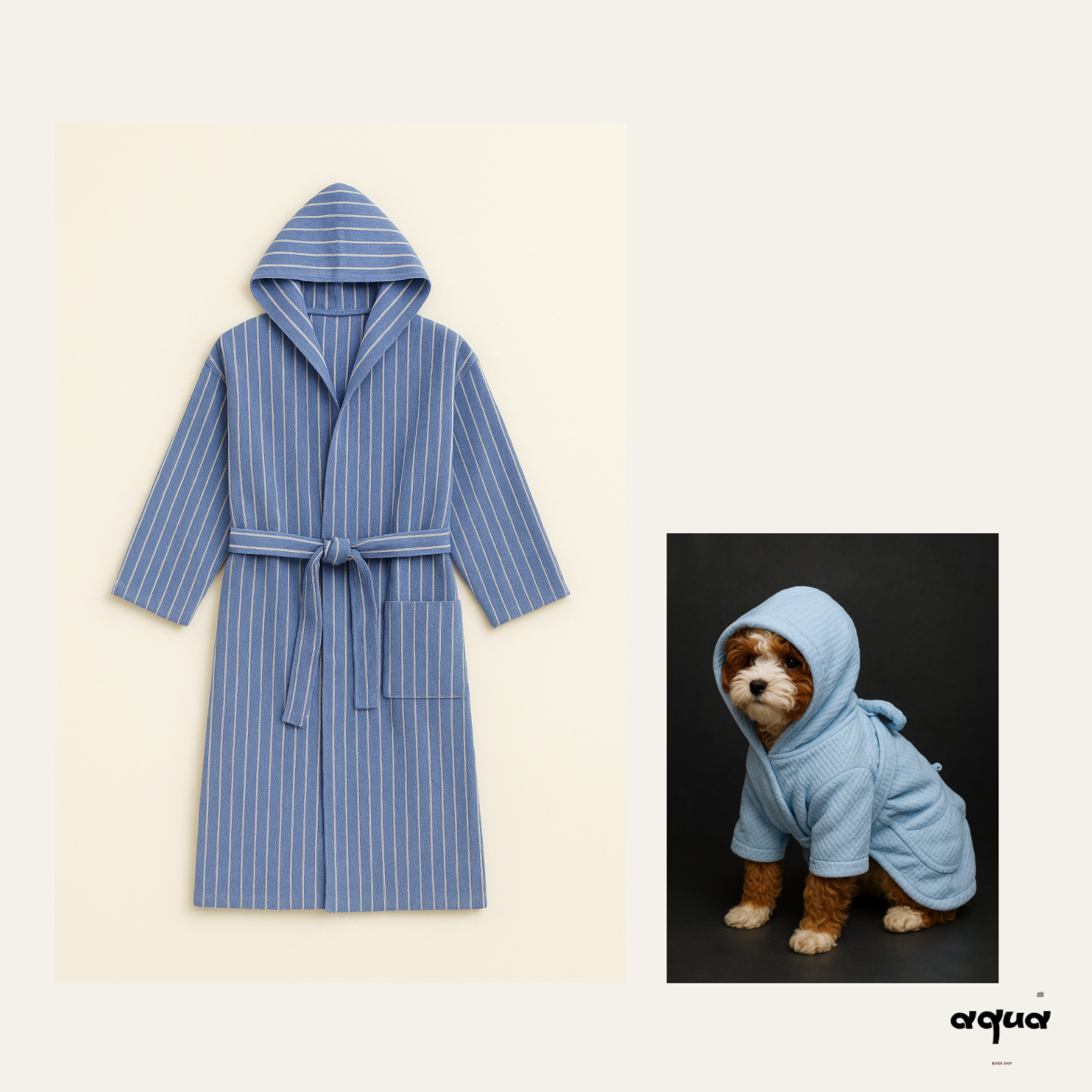 Striped Matching bathrobe Set