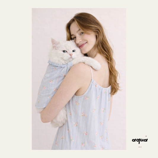 Pajamas Set & Pet Vest - ‘Blossom Bleu’