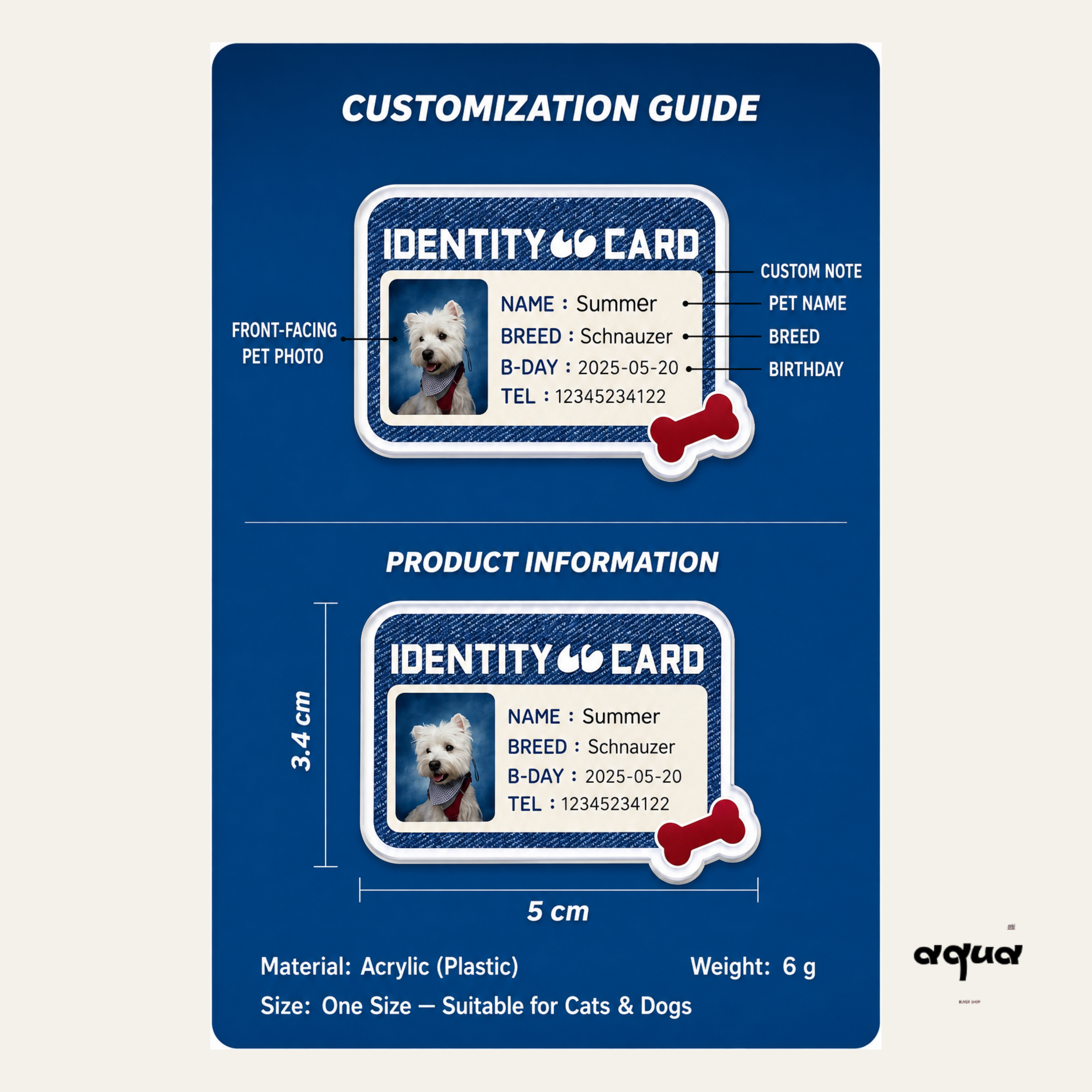 Customized Pet ID Tag with Photo