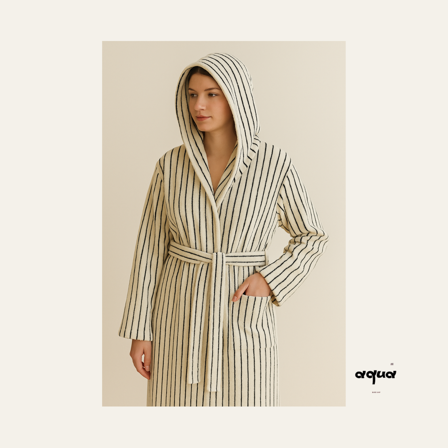 Bathrobe - Striped Hooded