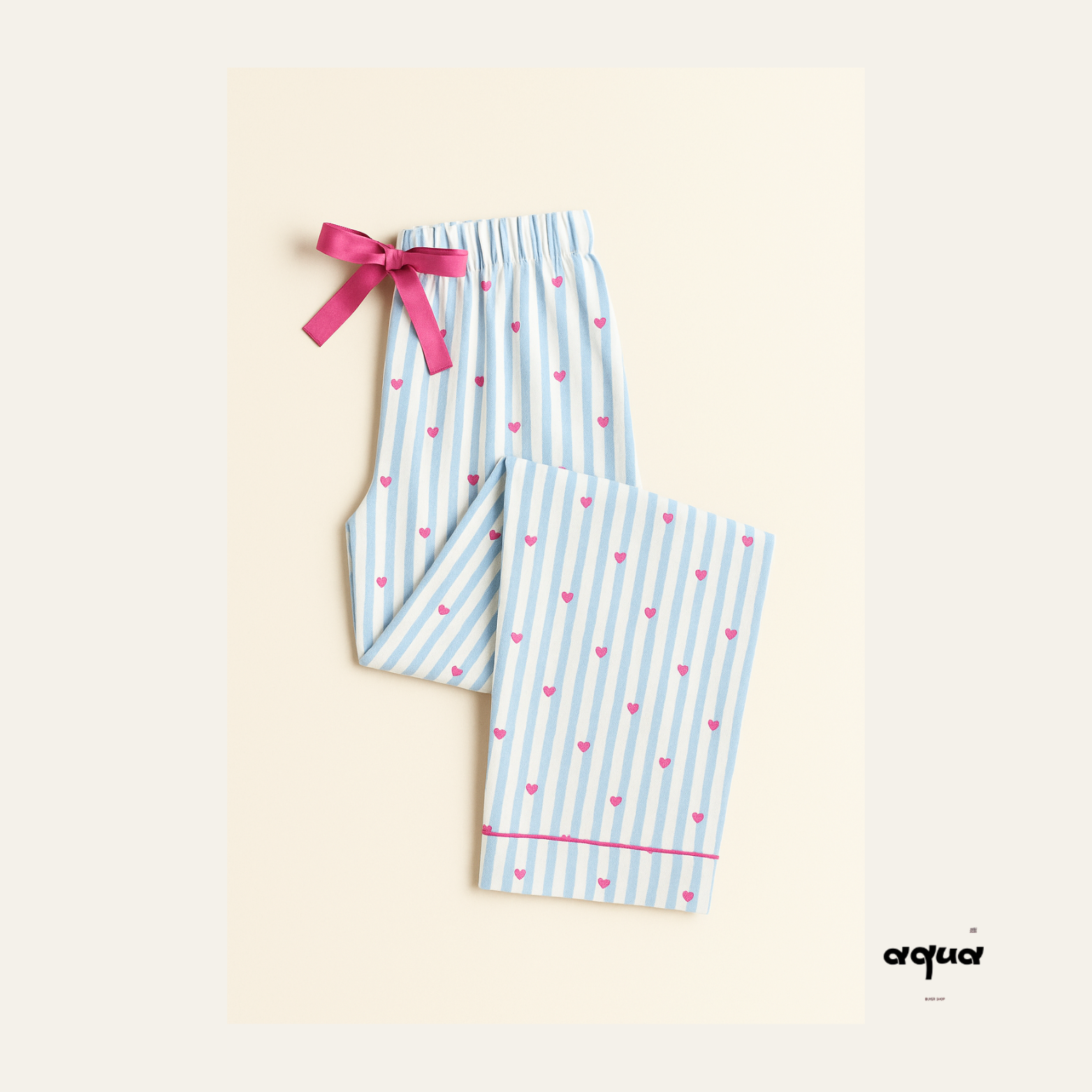 Striped Heart-print Matching Set