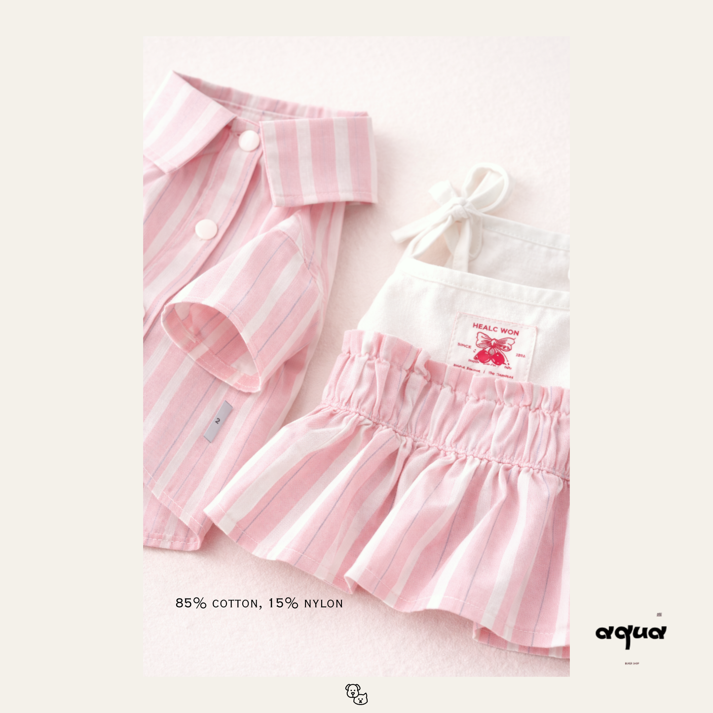 Pajamas Set & Pet Vest - ‘Sakura Soda’