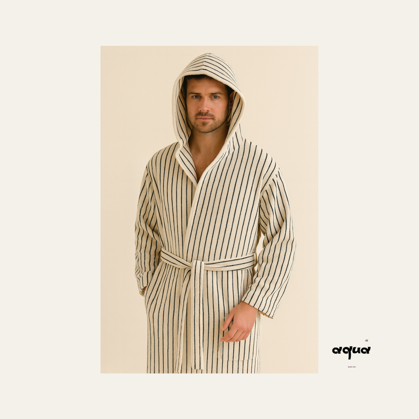 Bathrobe - Striped Hooded