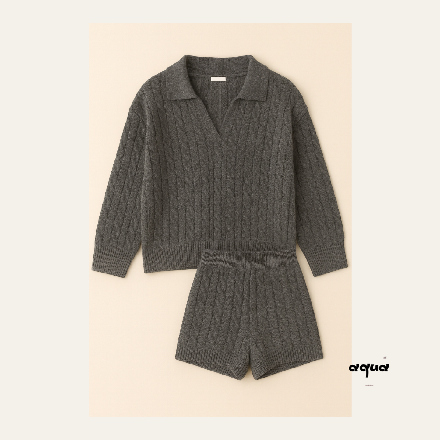 Pajamas Set - Cable-knit Sweater