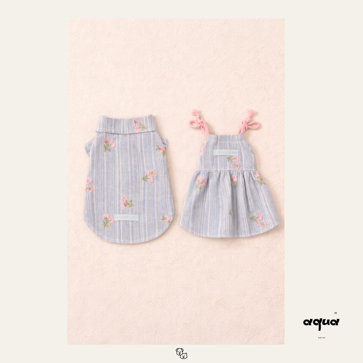 Pajamas Set & Pet Vest - ‘Blossom Bleu’