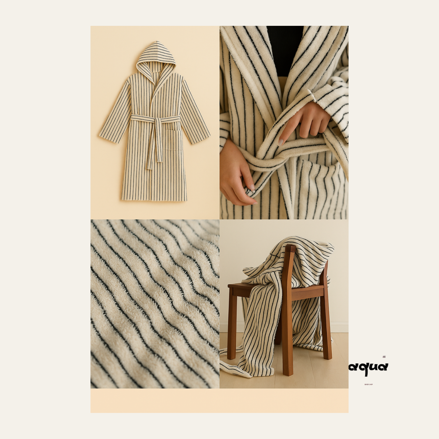Bathrobe - Striped Hooded