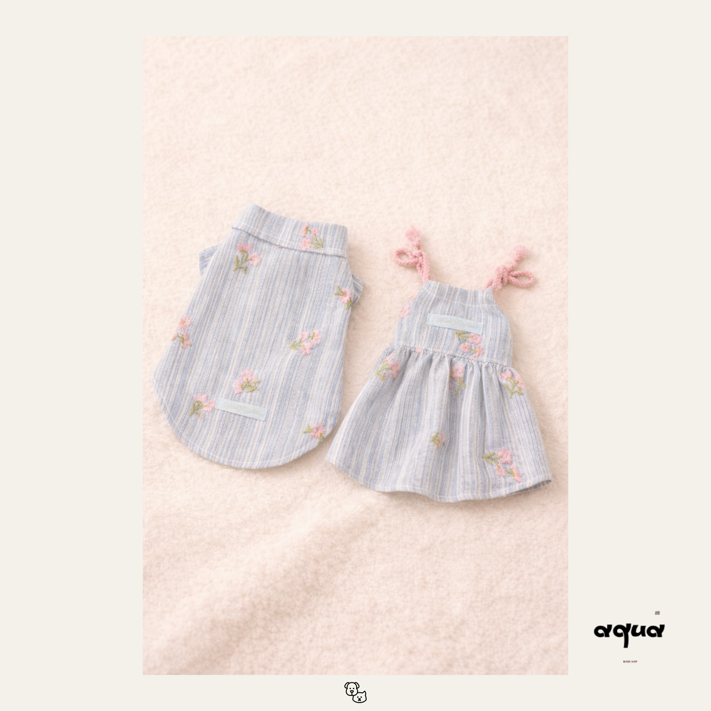 Pajamas Set & Pet Vest - ‘Blossom Bleu’