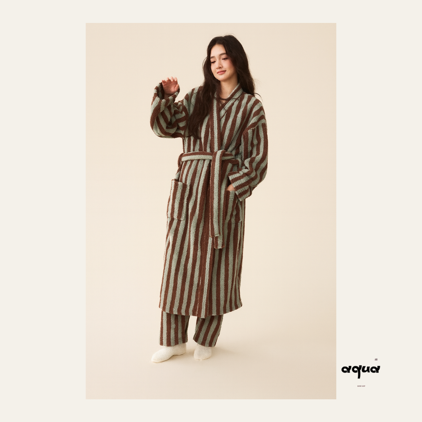 Bathrobe - Striped Hooded