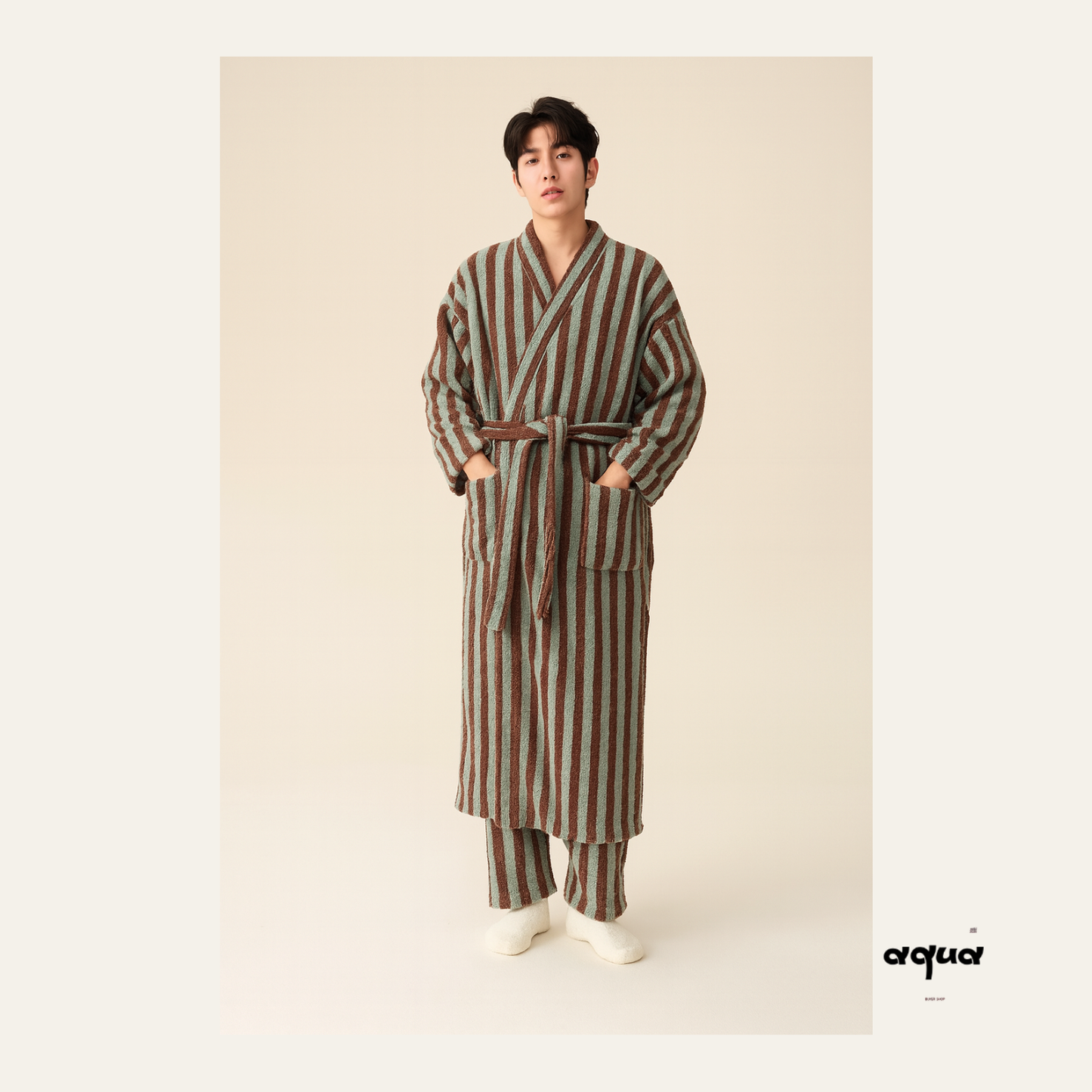 Bathrobe - Striped Hooded