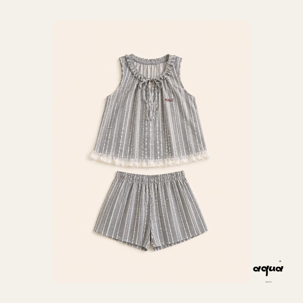 Gingham & Lace Matching Set
