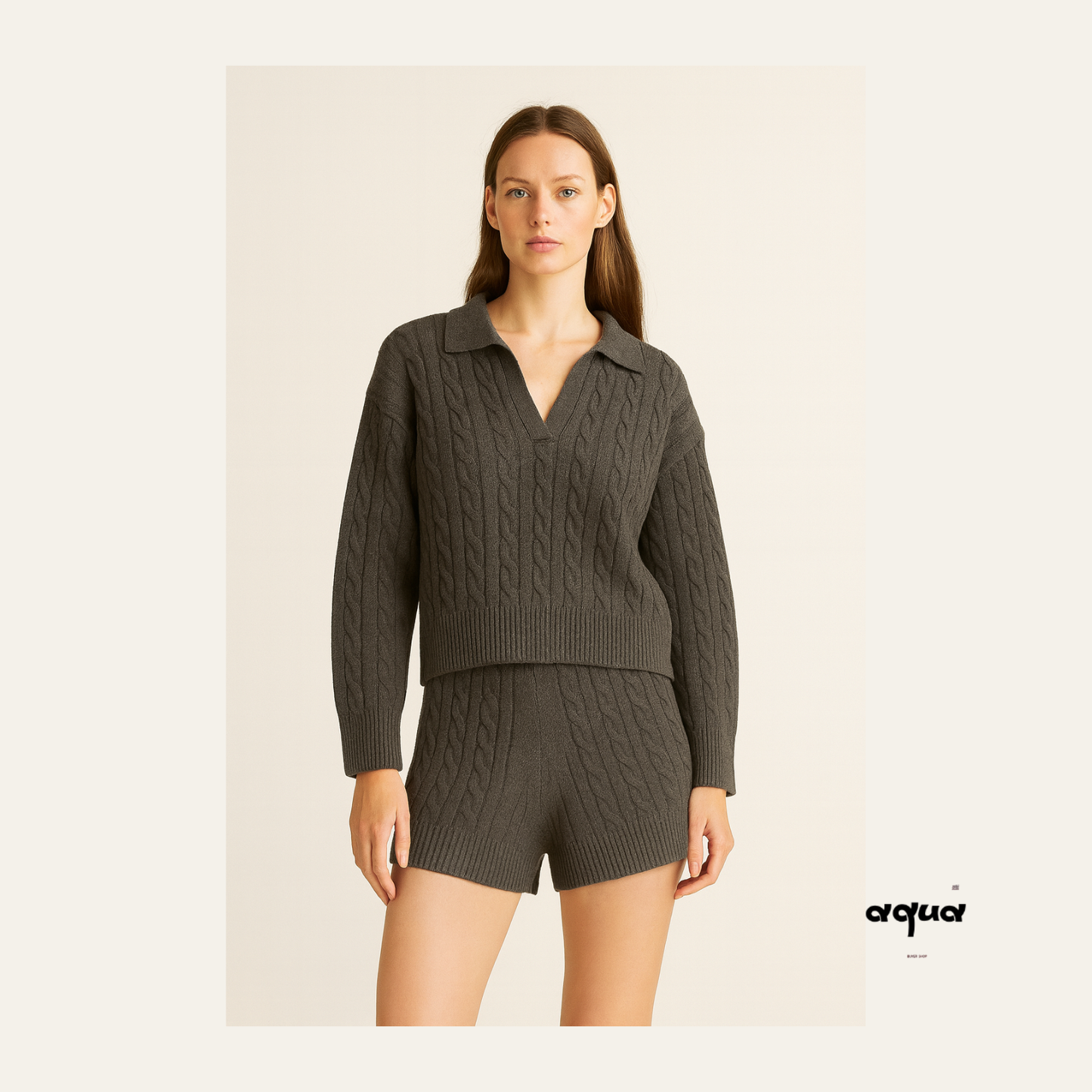 Pajamas Set - Cable-knit Sweater