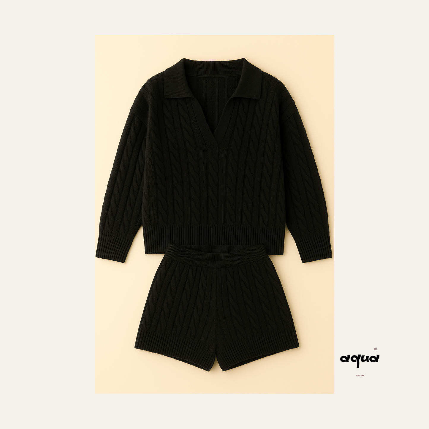 Pajamas Set - Cable-knit Sweater